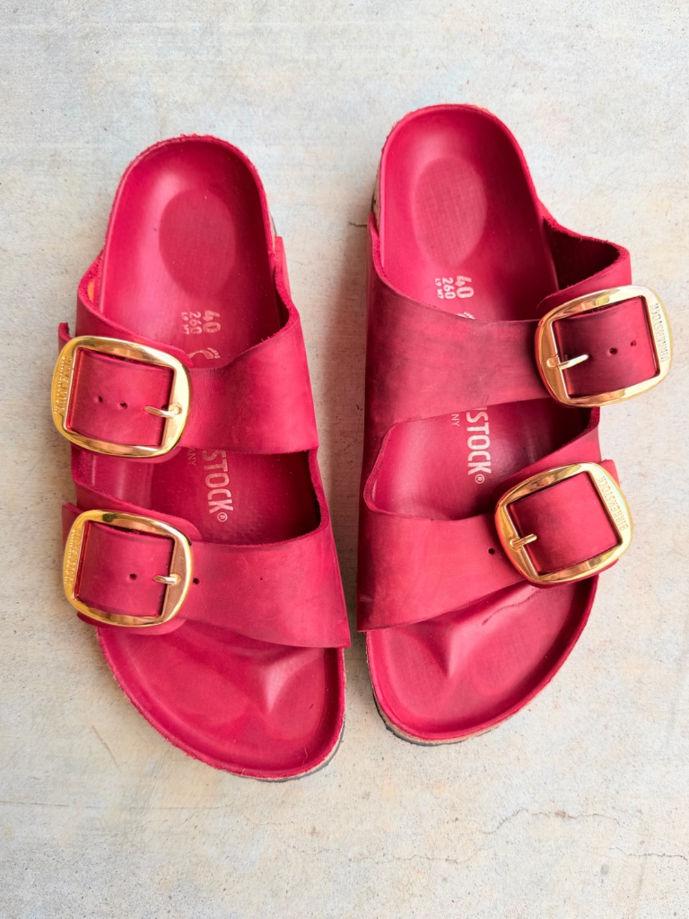 Birkenstock Fire Red 100% Leather 40 - Picture 1 of 6